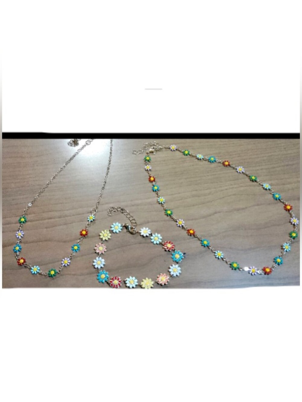 Women's Daisy Matching Necklace and Bracelet Set